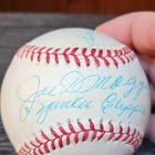 Joe DiMaggio and Ted Williams Autographed 1995 World Series Baseball. No Coa.