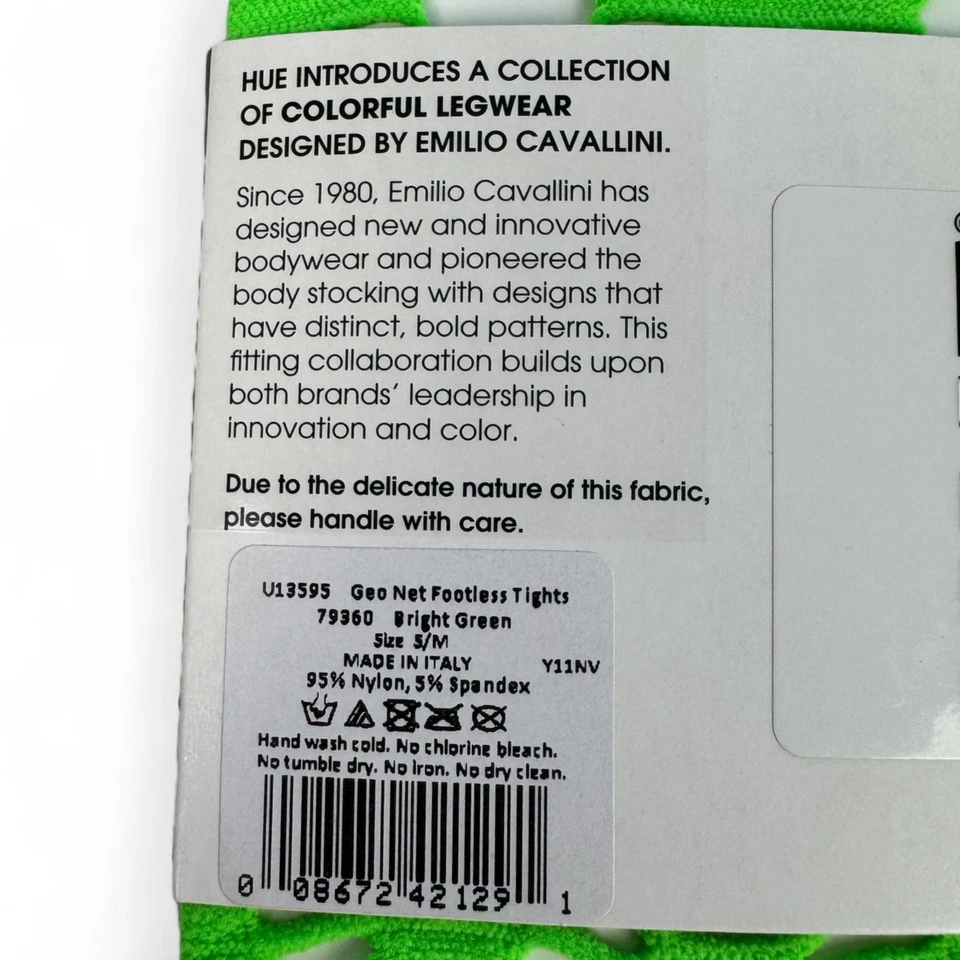 Medias sin pies Hue Emilio Cavallini Geo Net para mujer talla S/M verde brillante Foto 4 de 4