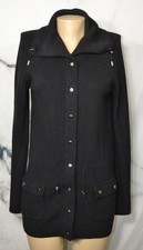 JONES NEW YORK SIGNATURE Black Snapfront Cardigan Sweater Medium Long Sleeve