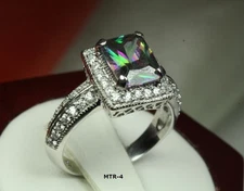 NEW STERLING SILVER 925 CZ RAINBOW MYSTIC TOPAZ W ACCENTS RING sz 5-10