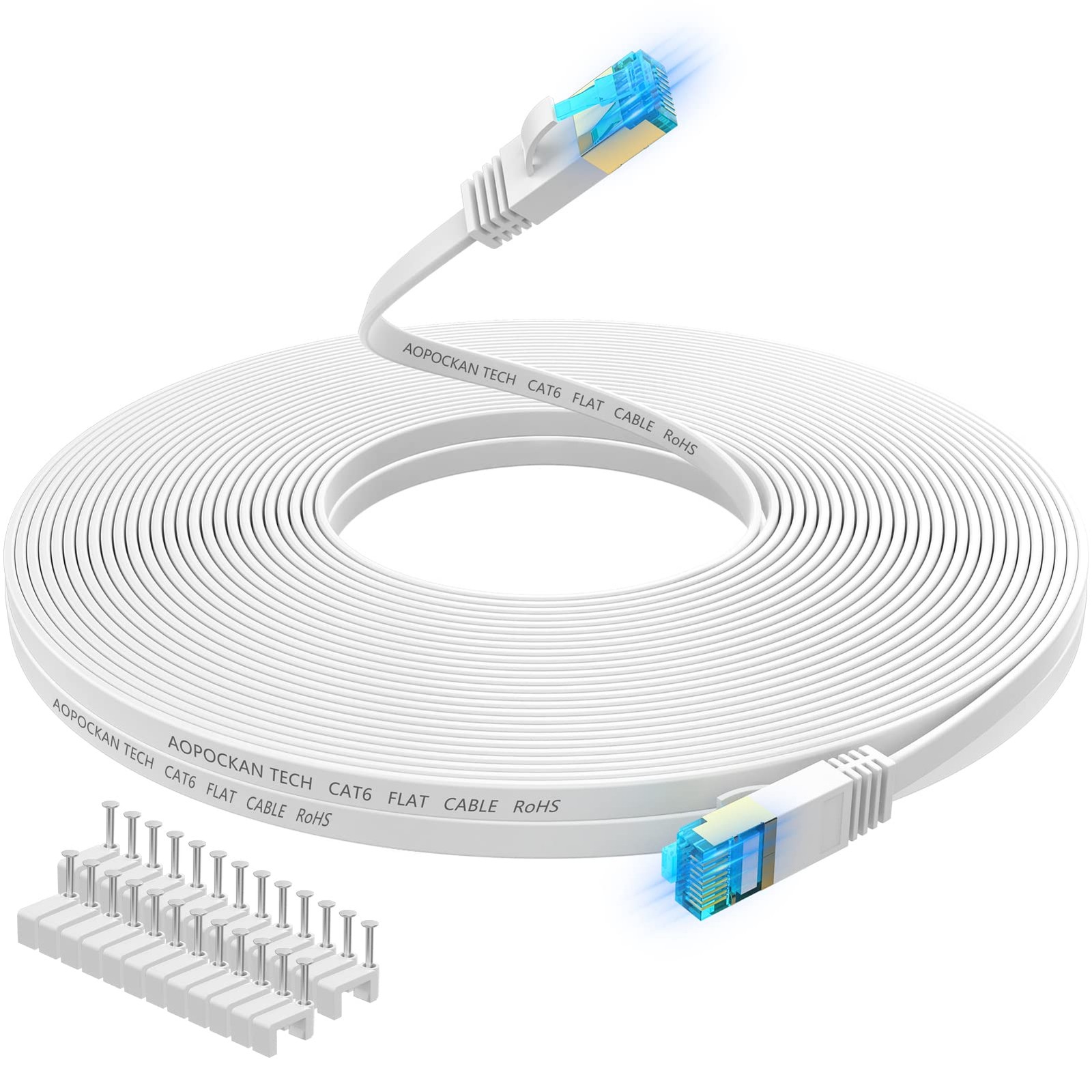 75 ft Flat Cat6 Ethernet Cable for High-Speed Internet & LAN