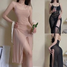 Stylish and Charming Sleeveless See through Mesh Dress Sleepwear for Women