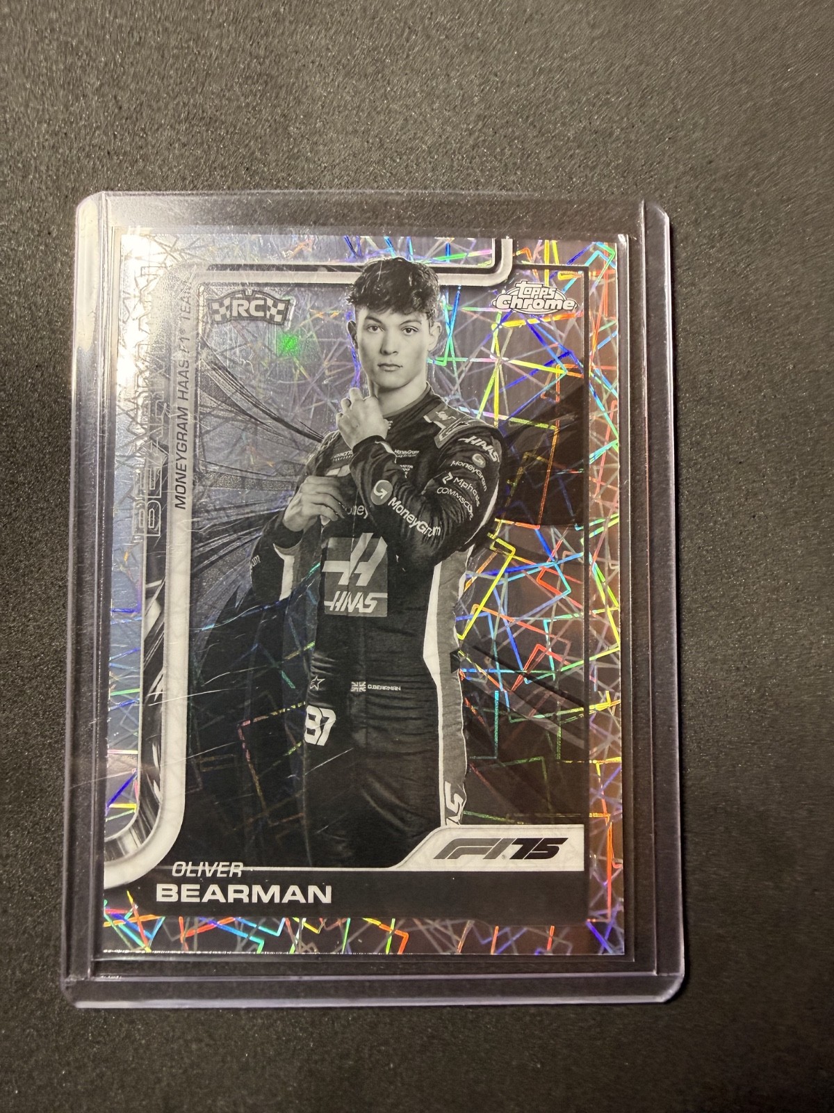 2025 Topps F1 Chrome Oliver Bearman RC Black & White Laser Refractor #14