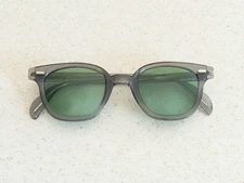 VTG Welsh WM Mfg. Co. USA Grey Horn Rim Green Glass Lens SUNGLASSES 5 3/4 Frame
