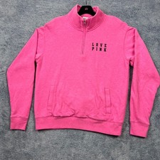Pink Victoria's Secret Women S Pink Quarter Zip Pullover Sweatshirt Logo