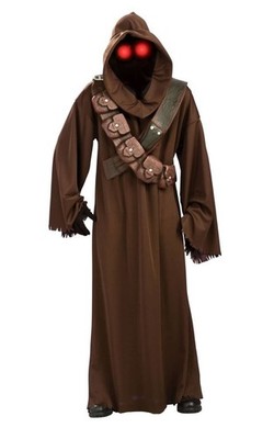 Jawa Costume Hooded Brown Robe Light Up Eyes Star Wars Adult