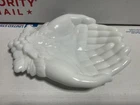Vintage Westmoreland White Milk Glass Open Hands Dish with Grapes and Leaves