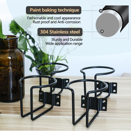 4Pcs Black Stainless Steel Boat Ring Cup Holder Outdoor Wooden Swing 3 in @ - Picture 6 of 6