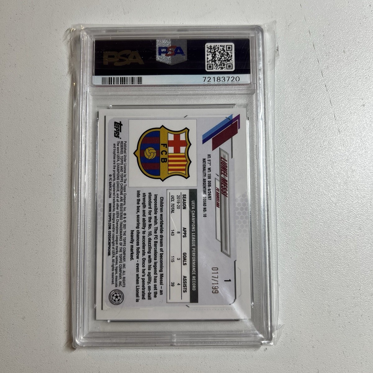 2020-21 Topps Chrome UCL - Lionel Messi #1 Aqua Wave