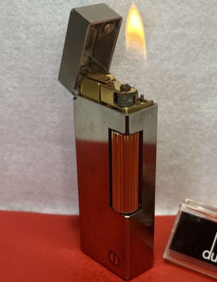 Overhauled Dunhill Rollagas lighter Silver Gold hair line d mark without box