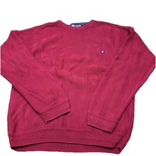 Vintage Chaps Ralph Lauren Hand Framed Knit Herringbone Red Sweater  Men  s XL