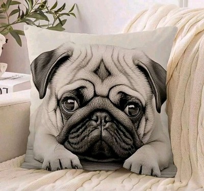 1 x schöne Mops Hunde Kissenbezüge Dekokissen Mops