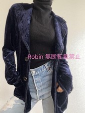 Comme des Garcons raw-edged distressed velour jacket in Y2K navy, women's size M