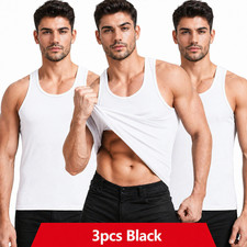 6 Pack Mens VEST 100% Cotton Tank Top Summer Training Gym Tops Pack Plain S-5xl