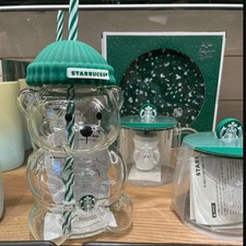2026 Starbucks Barista Bear Cup Limited Edition Glass Cup Xmas gift 590ml