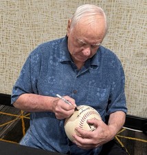 RARE Pirates HOF 01 Bill Mazeroski Signed Autographed Jumbo Team Logo Baseball