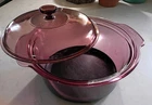 Vintage Corning Ware Cranberry Visions 5L Dutch Oven Teflon Bottom w Pyrex Lid