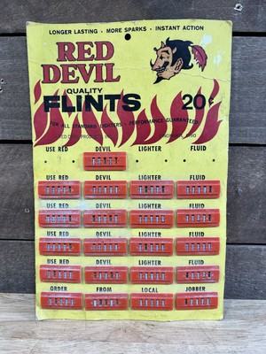 #ad Vintage Red Devil Flints Advertising Store Display COOL demon satan $48.74