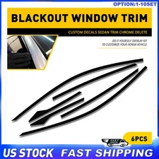 Chrome Delete Vinyl Blackout Window Trims For Honda Civic Sedan 2016-2021 6-60X