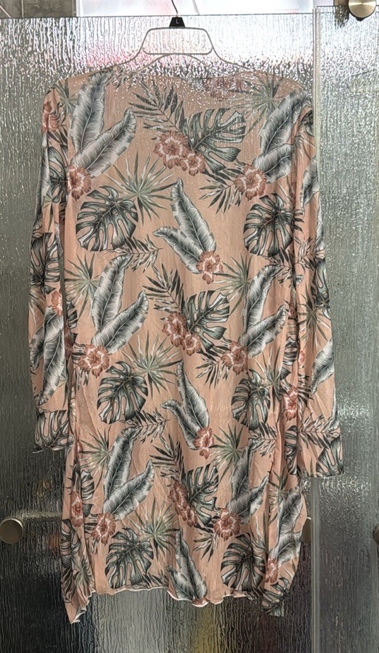 3 Pc Tropical Swim Set Ladies Top 16” P2P Boy Shorts Cover Up Medium Orig $24