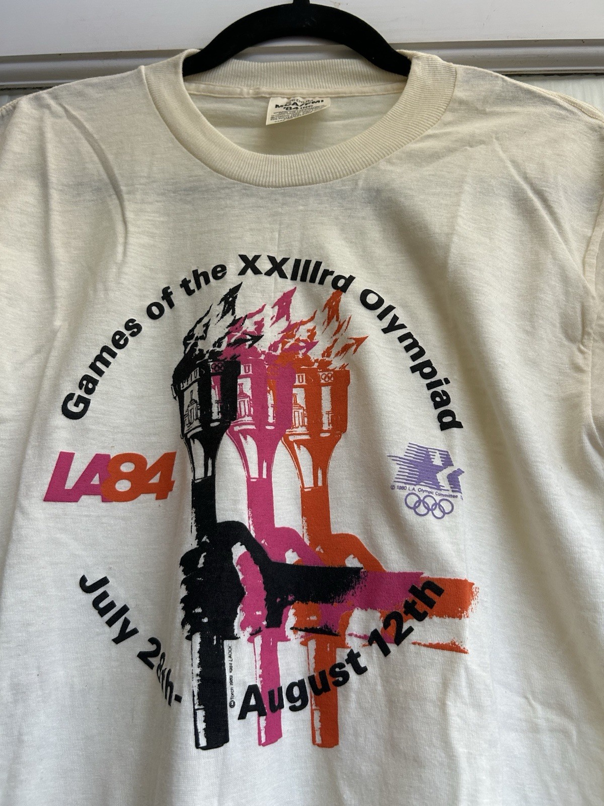 Vintage USA 1984 XXIIIRD Los Angeles LA Olympics Torch T Shirt Top Adult Size M image 3