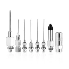 8pcs Grease Gun Accessory Attachment Set, Including 2 Pointed Head and Flat H...
