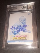 Beckett 10 Gem Mint Autograph Larry Little 2024 Leaf Cyan Printing Plate 1/1