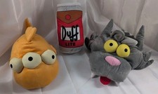 The Simpsons Universal Studios Plush Lot: Itchy Scratchy Hat 3 Eyed Fish Duff
