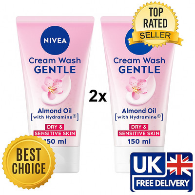 2x NIVEA Gentle Face Cleansing Cream Wash für trockene & empfindliche Haut 150 ml UK