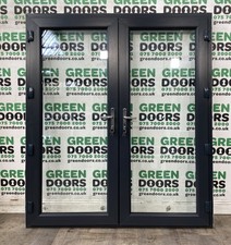 UPVC GREY FRENCH DOORS EXTERNAL USED EXTERIOR PLASTIC DOUBLE GLAZED PATIO