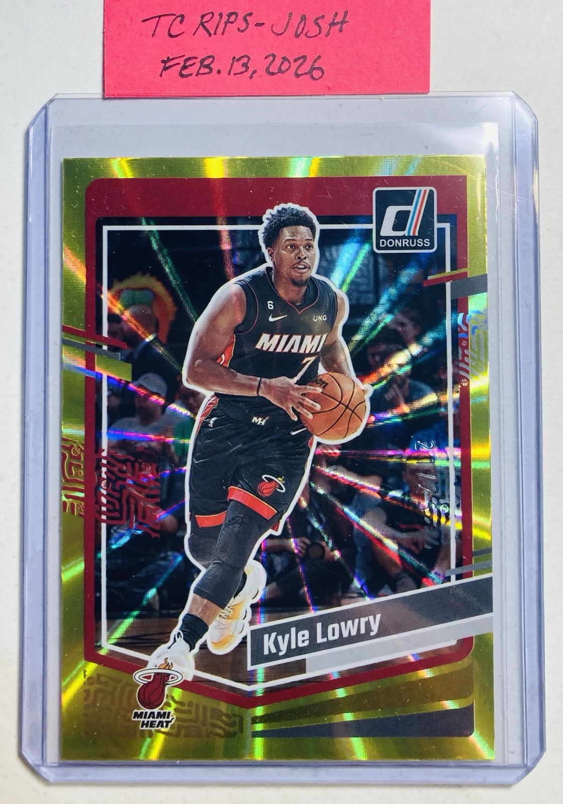 2023-24 Panini Donruss Kyle Lowry #73 Holo Yellow Laser /25 SP Miami Heat