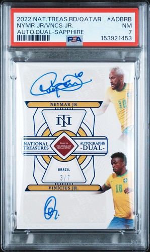 2022 NATIONAL TREASURES FIFA AUTO SAPPHIRE NEYMAR JR VINICIUS JR. 3/7 PSA 7 