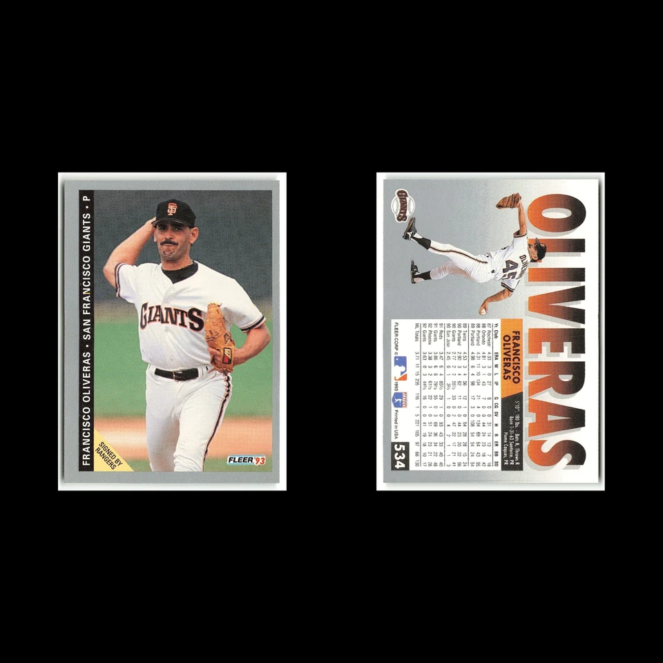 Francisco Oliveras #534 1993 Fleer San Francisco Giants Baseball Card MLB NM - Image 3 of 3