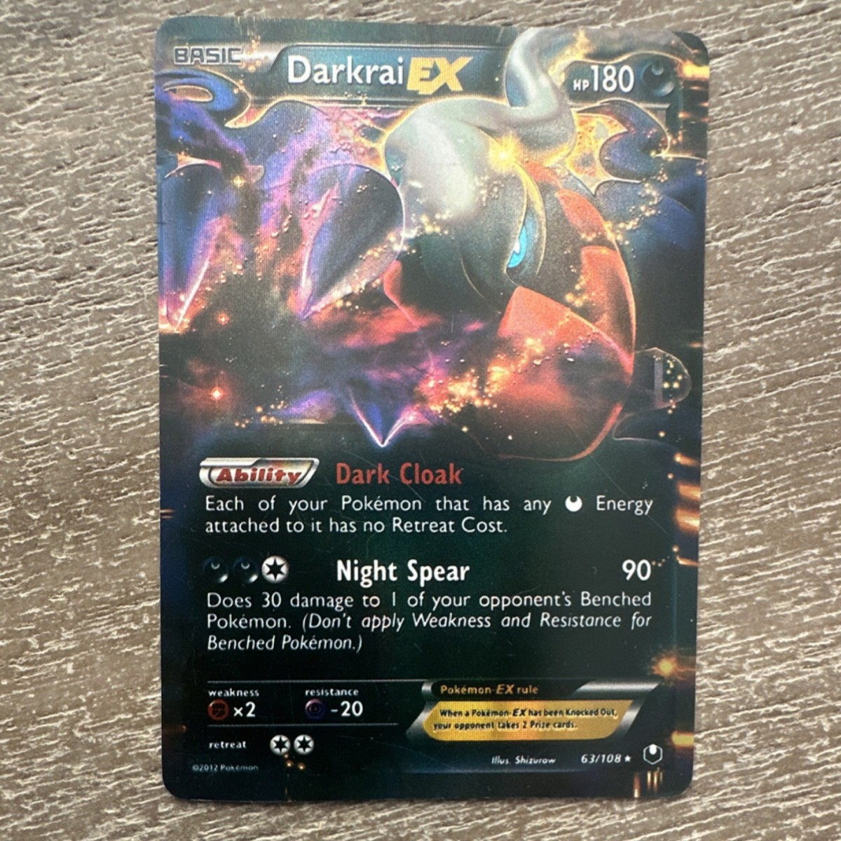 Pokémon Darkrai EX Ultra Rare Holo 63/108 Dark Explorers 2012 180