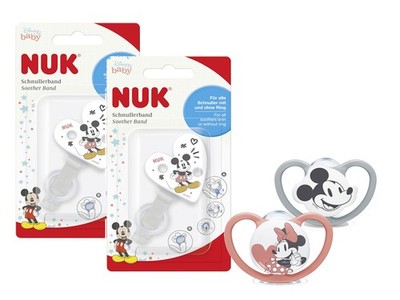 NUK Space Schnuller Mickey Gr. 1 (0 6M) + 2 Saugerbänder   BPA-frei