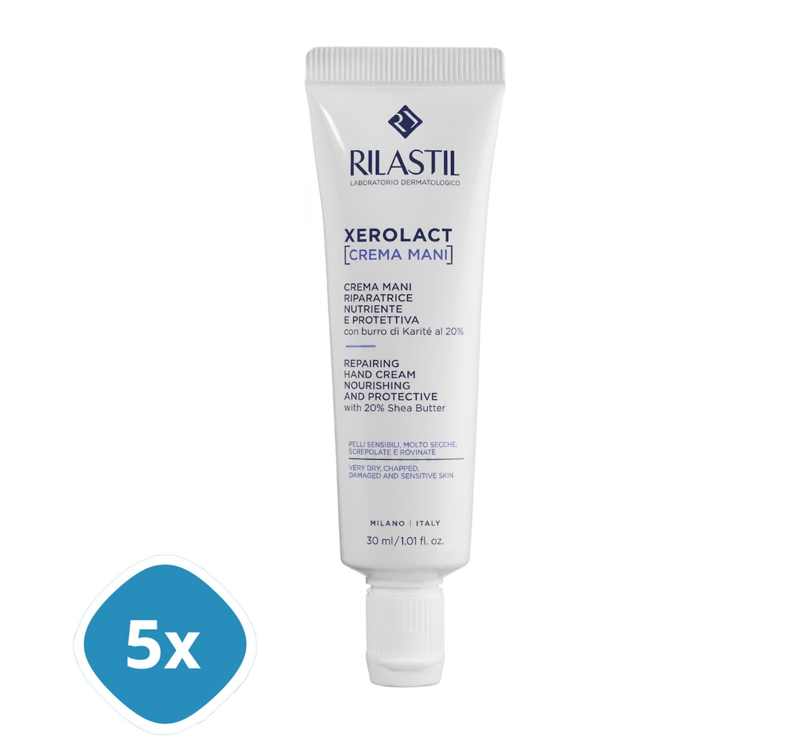 Rilastil Xerolact Hand Cream Repairing Dry Skin 5x 30ml Shea Butter