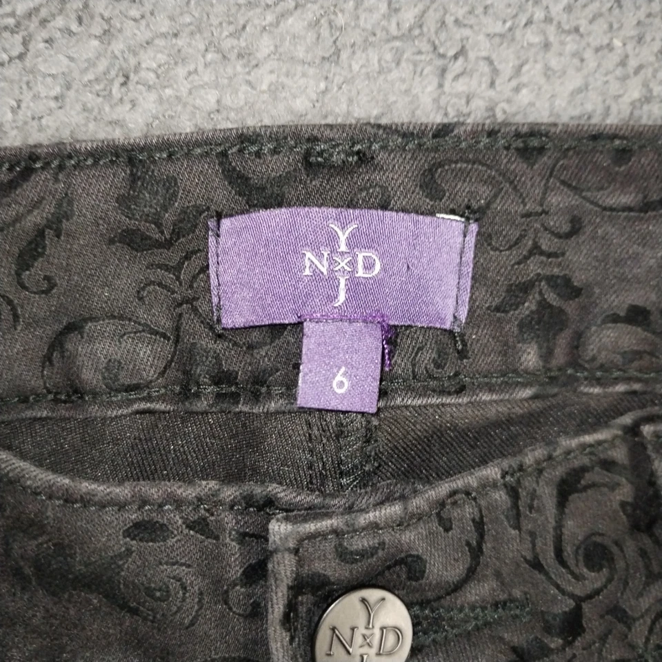 NYDJ Jeans UK 10 (31x27) Slim Black Jacquard Flock Velvet Not Your Daughters USA - Image 4 of 4