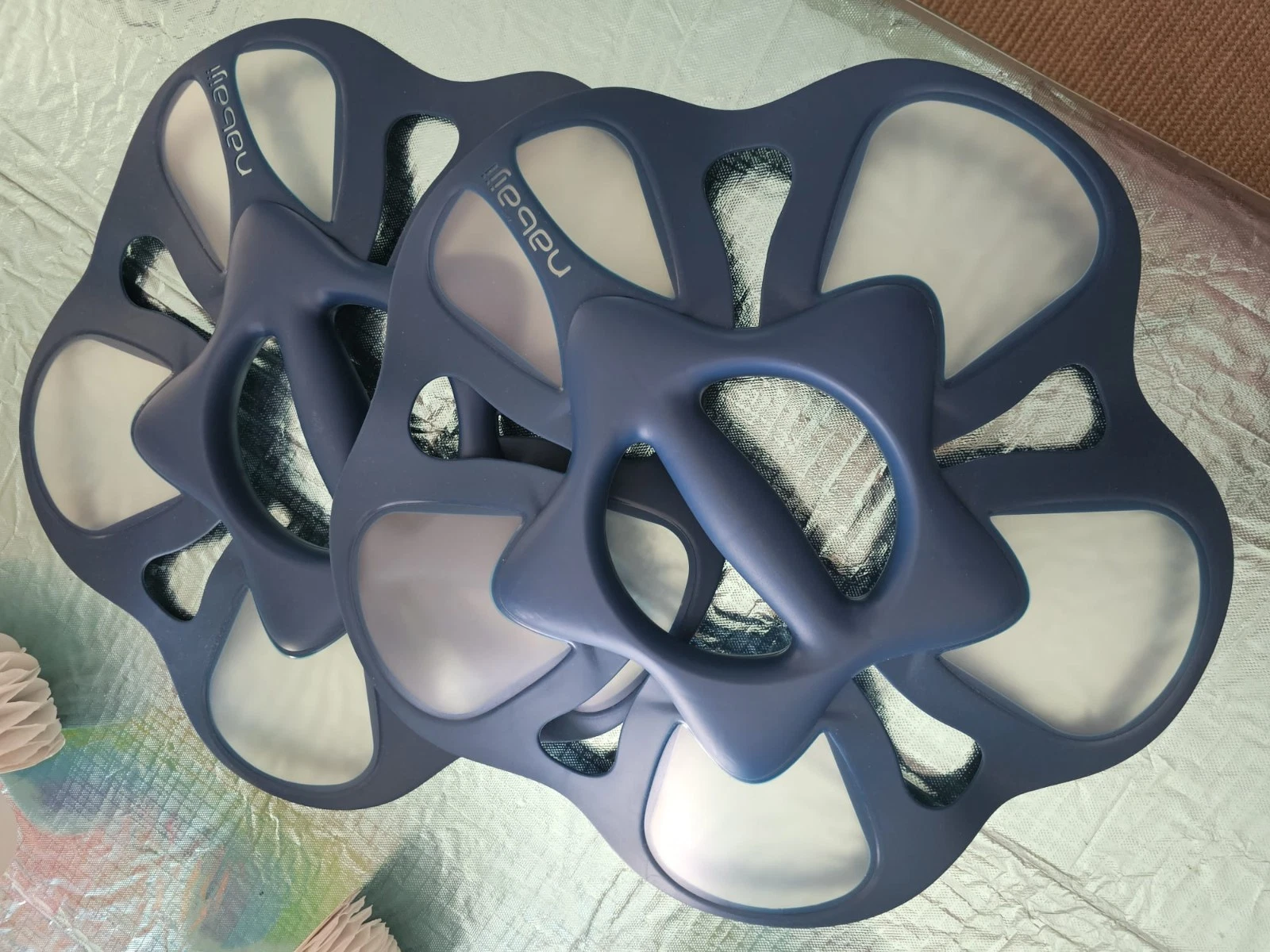 Pair of Aquafit Pullpush Dumbbells Flower L Blue