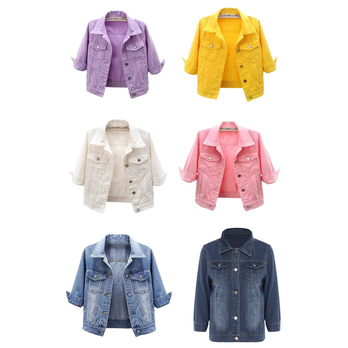 Women's Denim Jacket Casual Button Closed 3/4 Sleeve Jean