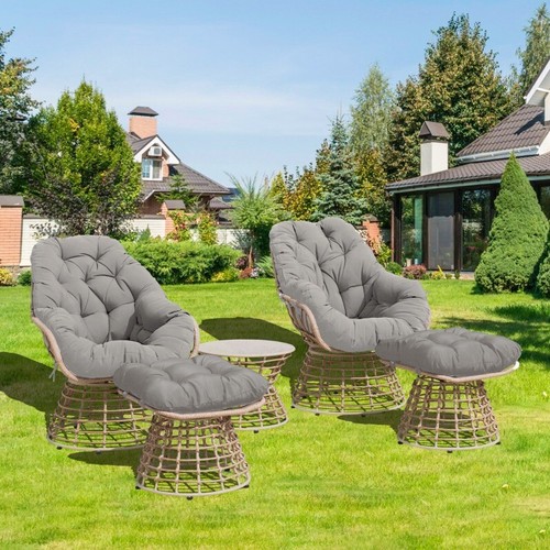 VIXLON Outdoor Furniture Patio Rattan Chair and Table Sets Garden Swivel Chairs - Picture 60 of 76