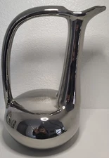 Vintage MCM Jaru Bird Metallic Silver Chrome Art Pottery Ewer Pitcher 12" Tall