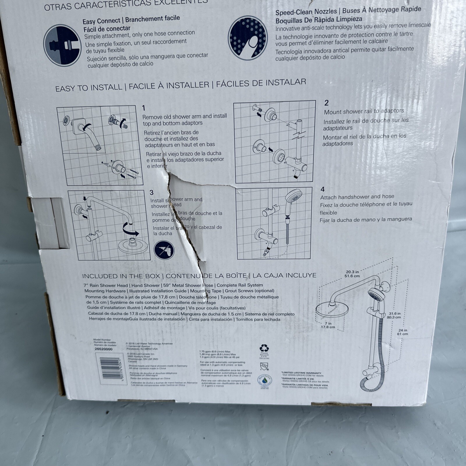 GROHE 26520000 Vitalio Comfort Flex 5Spray Hand Shower & Shower Head Combo 4005176470417 eBay