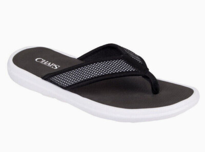 Mens Chaps Mesh Thong Sandals Size: 9 Medium Black/White 