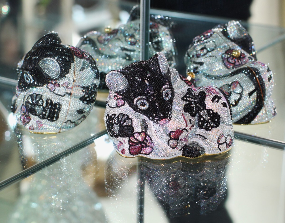 JUDITH LEIBER CLASSIC MULTI FLORAL MOUSE GOLD SWAROVSKI CRYSTAL