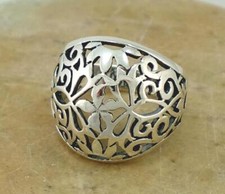 .925 STERLING SILVER WIDE FILIGREE DOME RING size 6 style r1542