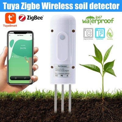 Tuya Zigbee Wireless Soil Moisture Meter Temperature Humidity Tester Plant Monit