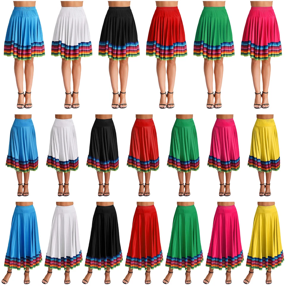 Woman Folklorico Dance Skirts Folkloric Mexican Flamenco Full Circle Skirt - Image 4 of 4