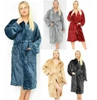 Mens Women Luxury Teddy Fleece Terry Towelling Hooded Bath Robe Dressing Towel