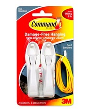 3M Cord Bundlers with Command Strips Damage Free Hanging.