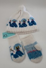 Baby/ Toddler Boy White Dog Winter Hat  Gloves Pom Pom No Size Vintage  AZ